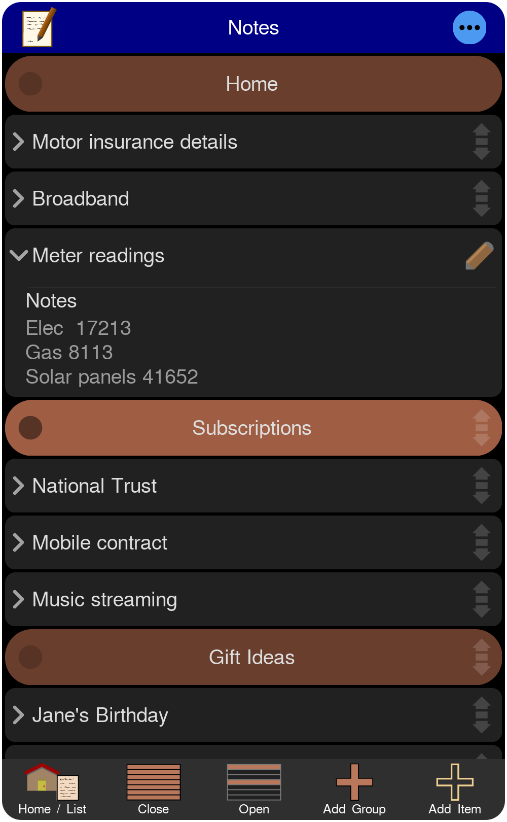 Screenshot of dark mode display